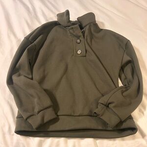 SHEIN Olive Green Button-Up Sweatshirt